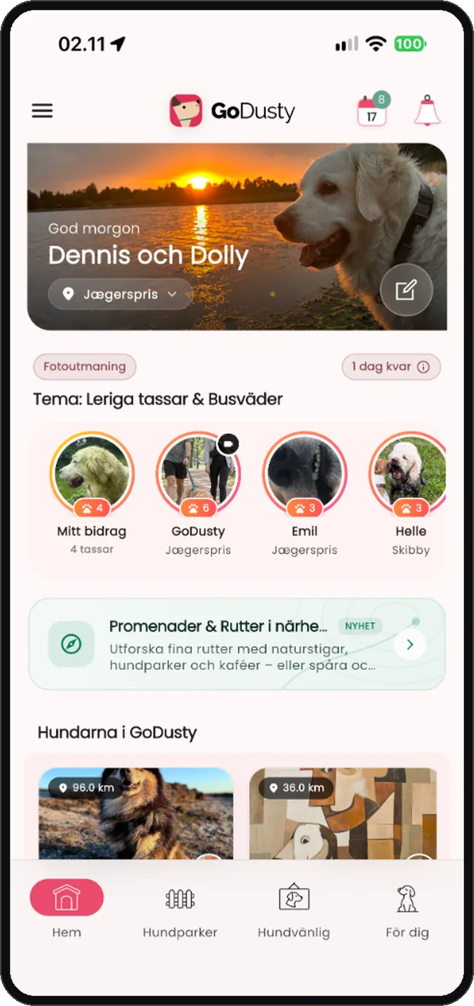 GoDusty app - Upptäck hundvänliga platser och hundrastgårdar